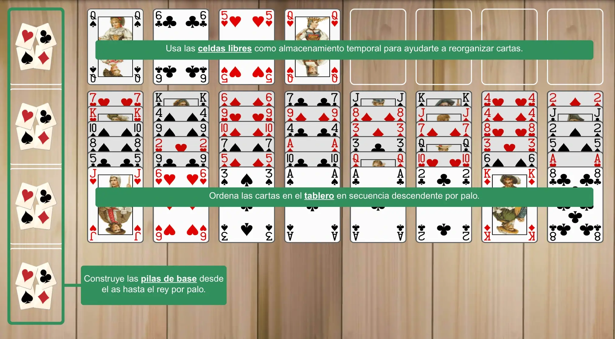 Configuración de Carta Blanca de 8 Casillas Solitario