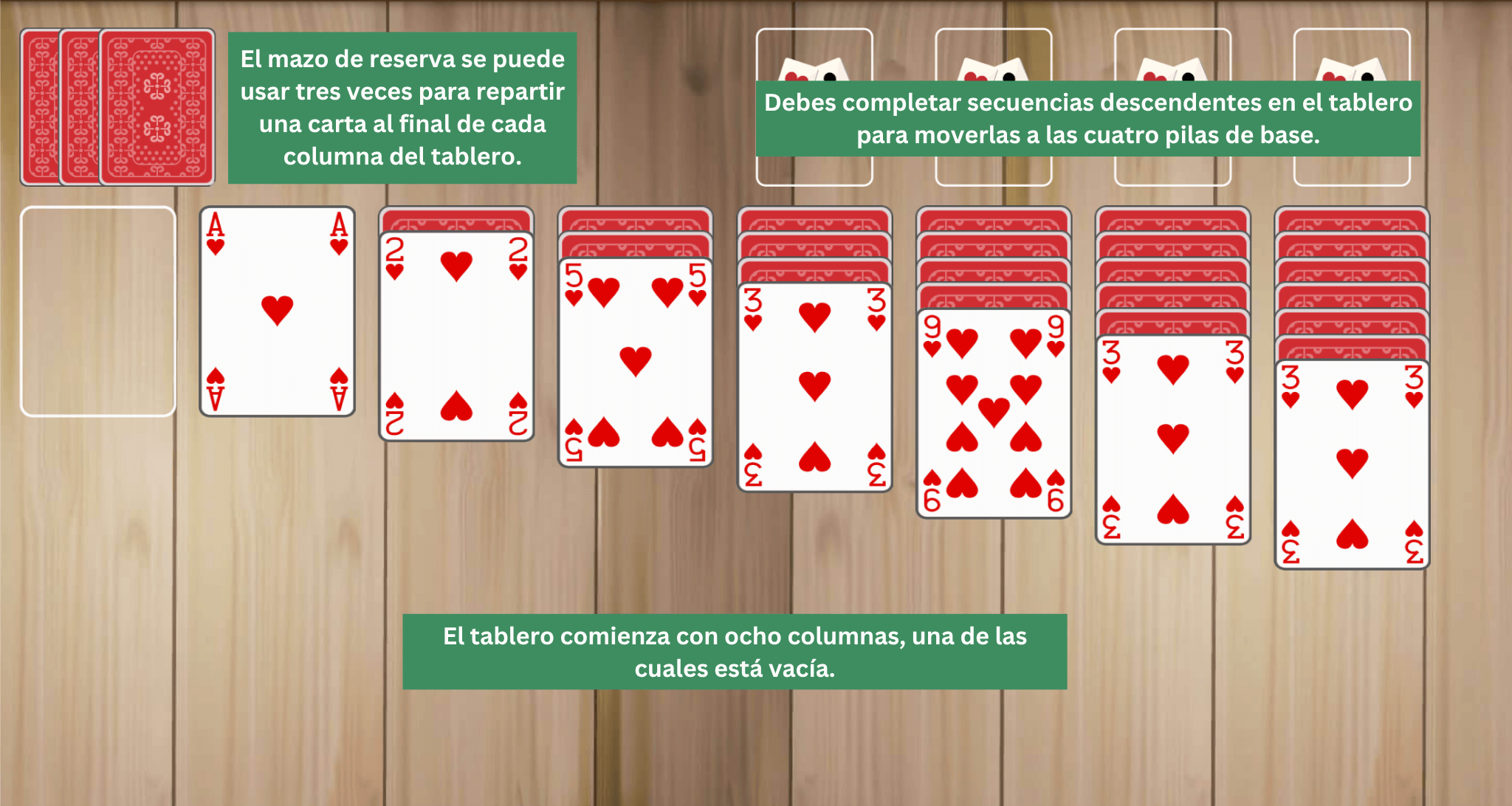 Configuración del Solitario Spiderette