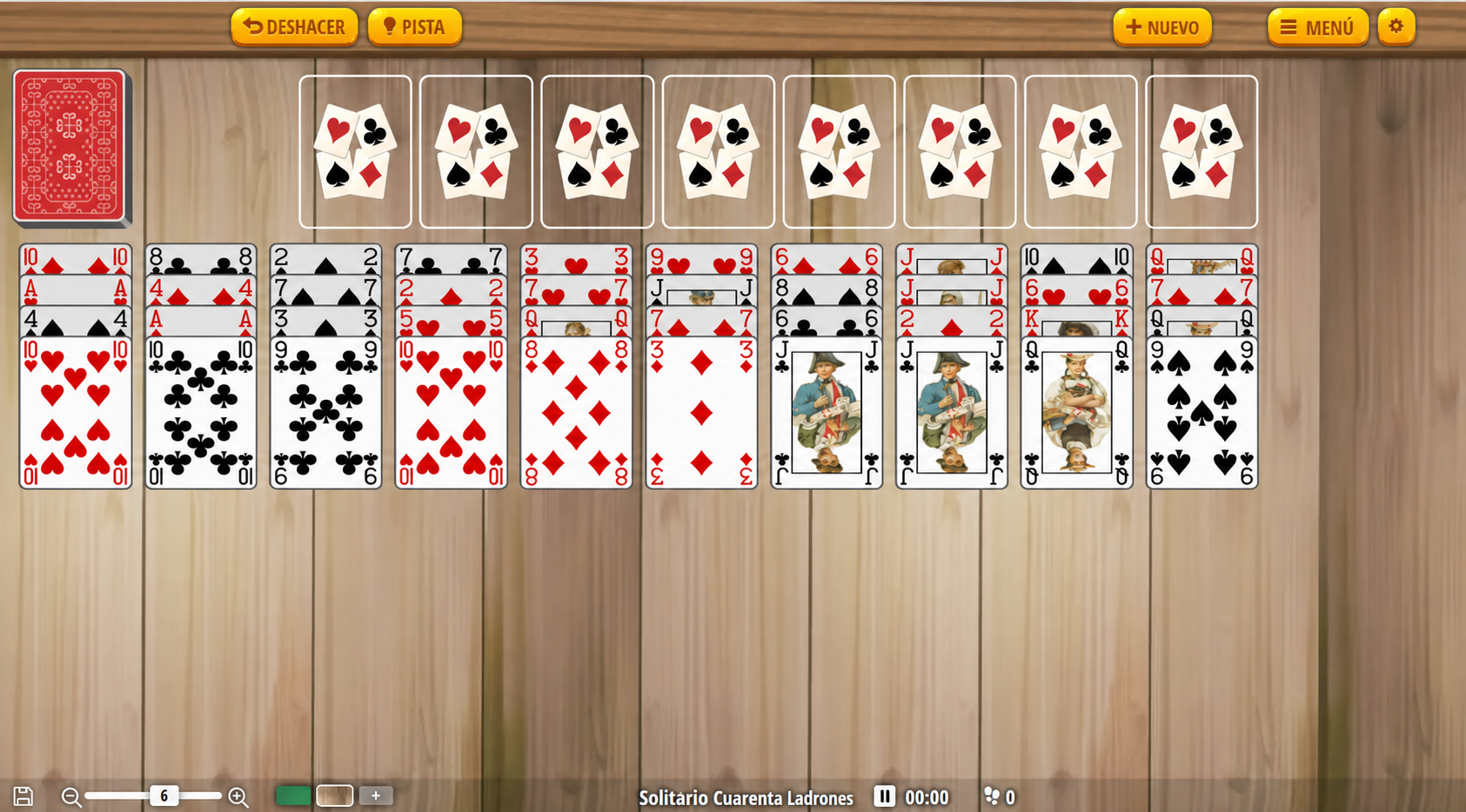disposición de solitario forty thieves