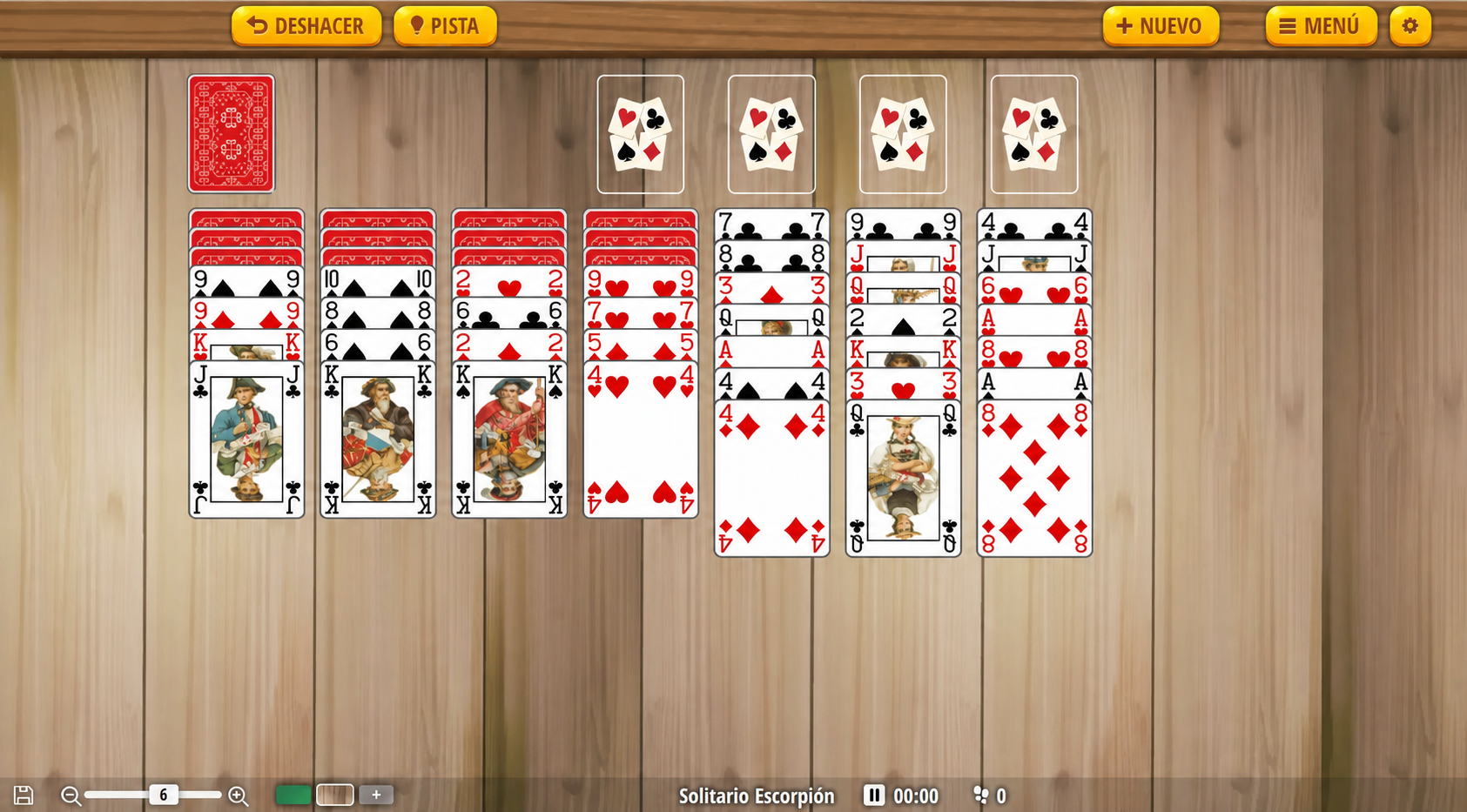 disposición de solitario scorpion