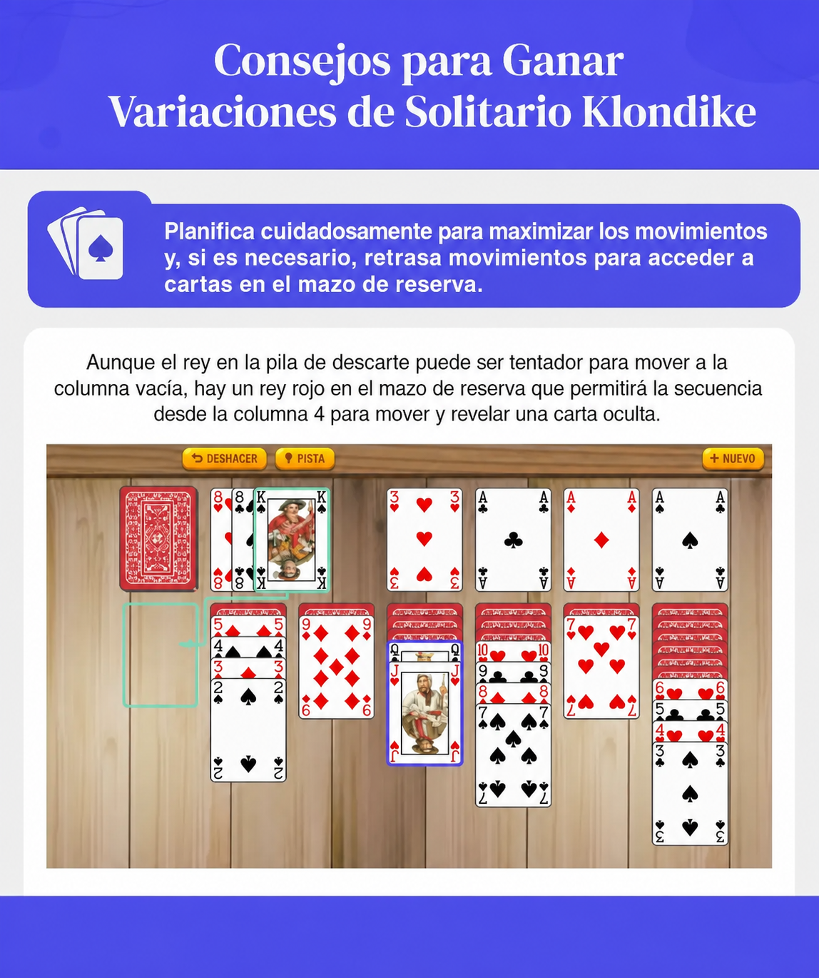 consejos para ganar variantes de solitario klondike