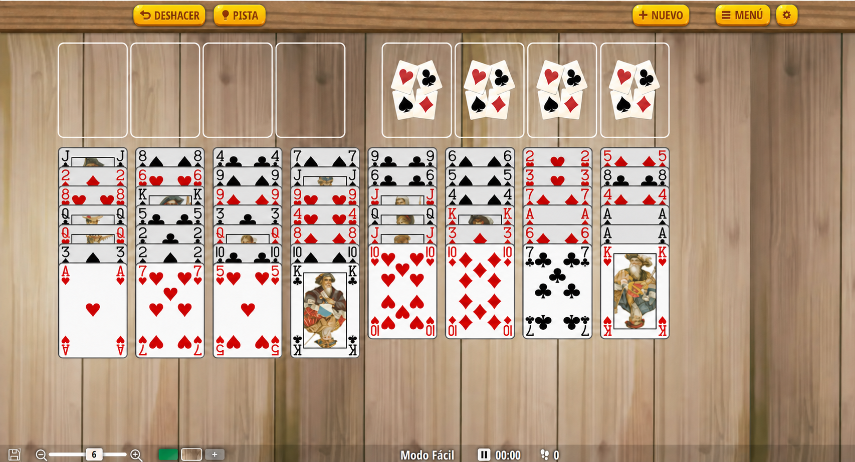 disposición del tablero de bakers game