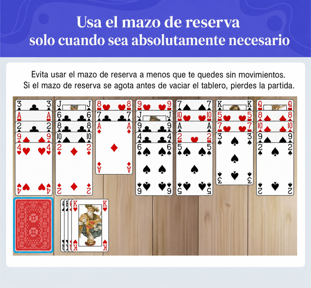 usa el mazo de reserva solo cuando sea absolutamente necesario
