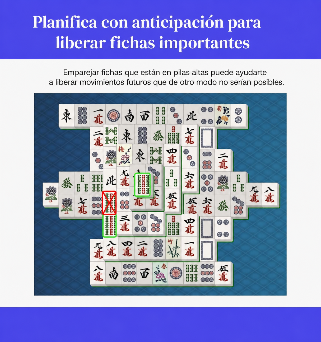Piensa con anticipación para liberar fichas importantes