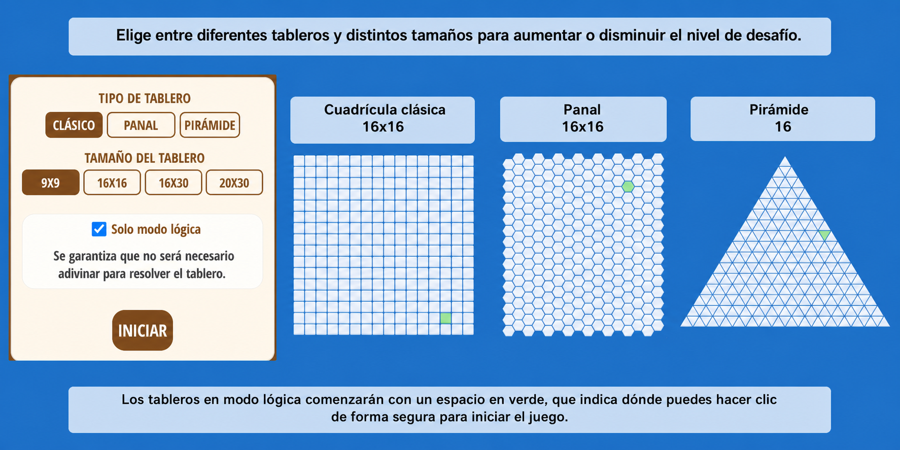 configuración del juego Buscaminas
